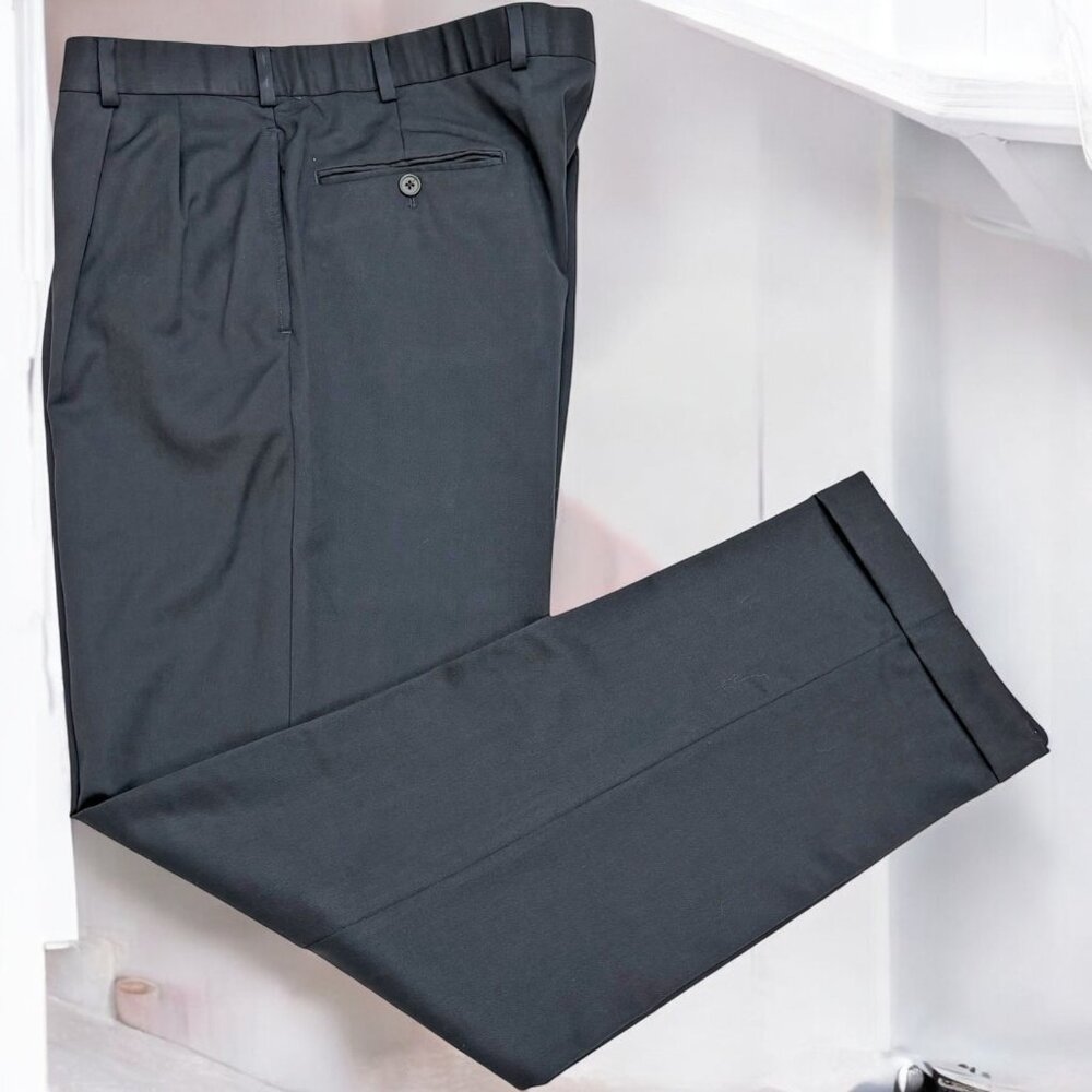 Brooks Brothers Madison Black Wool Pleated‎ Cuff Dress Pants